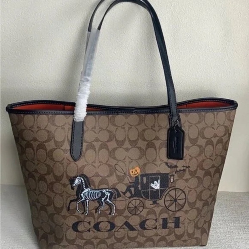 Coach City Tote In Signature Canvas With Halloween